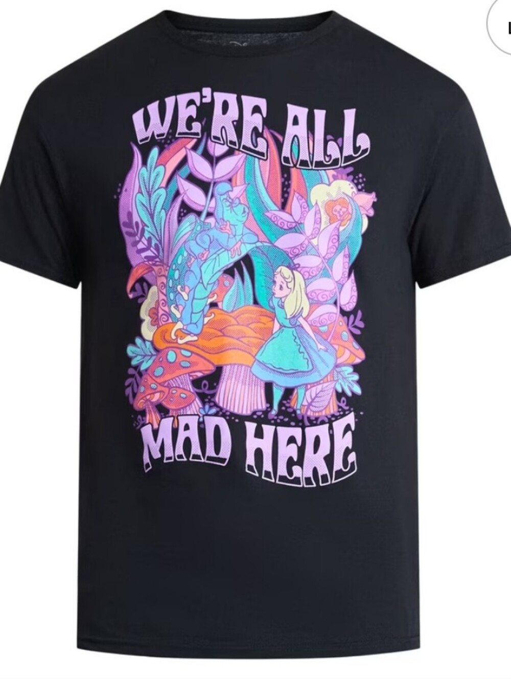 Black 'We're All Mad Here' Graphic Tee - Alice in Wonderland Design